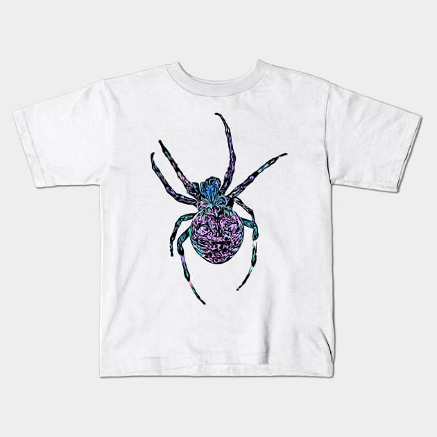 Cotton Candy Spider Fierce Orb-Weaver Pink Purple Blue Kids T-Shirt by Griffelkinn